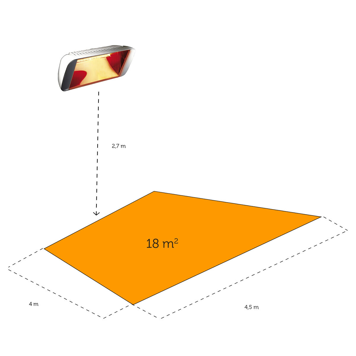 Infrarød varmelampe 2000W