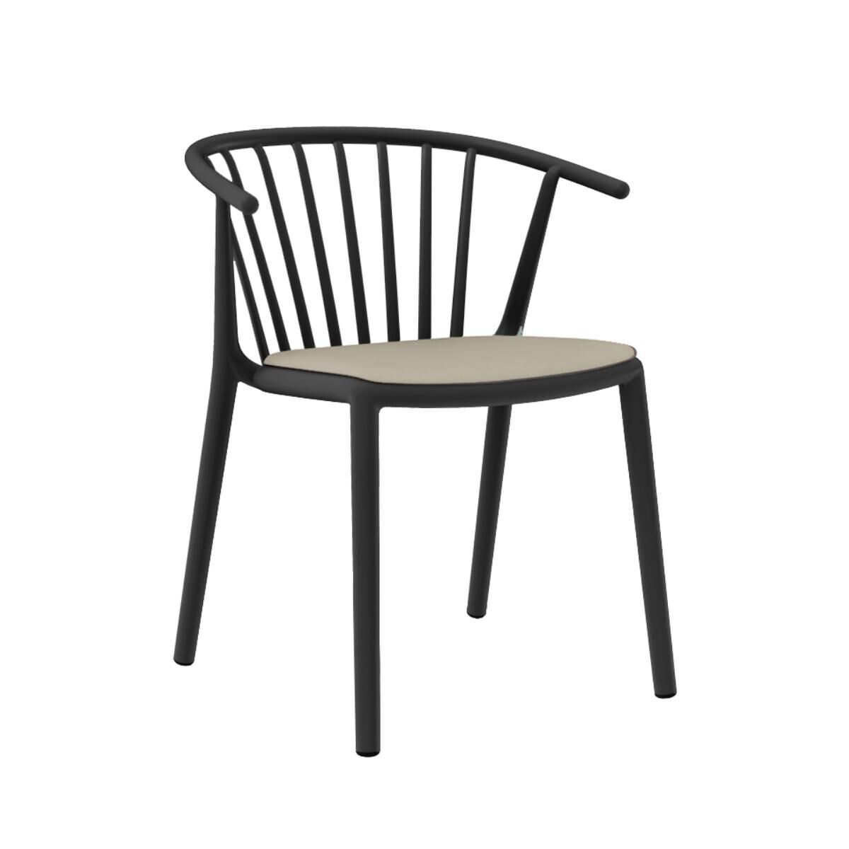 Woody plaststol m. armlæn og Polster