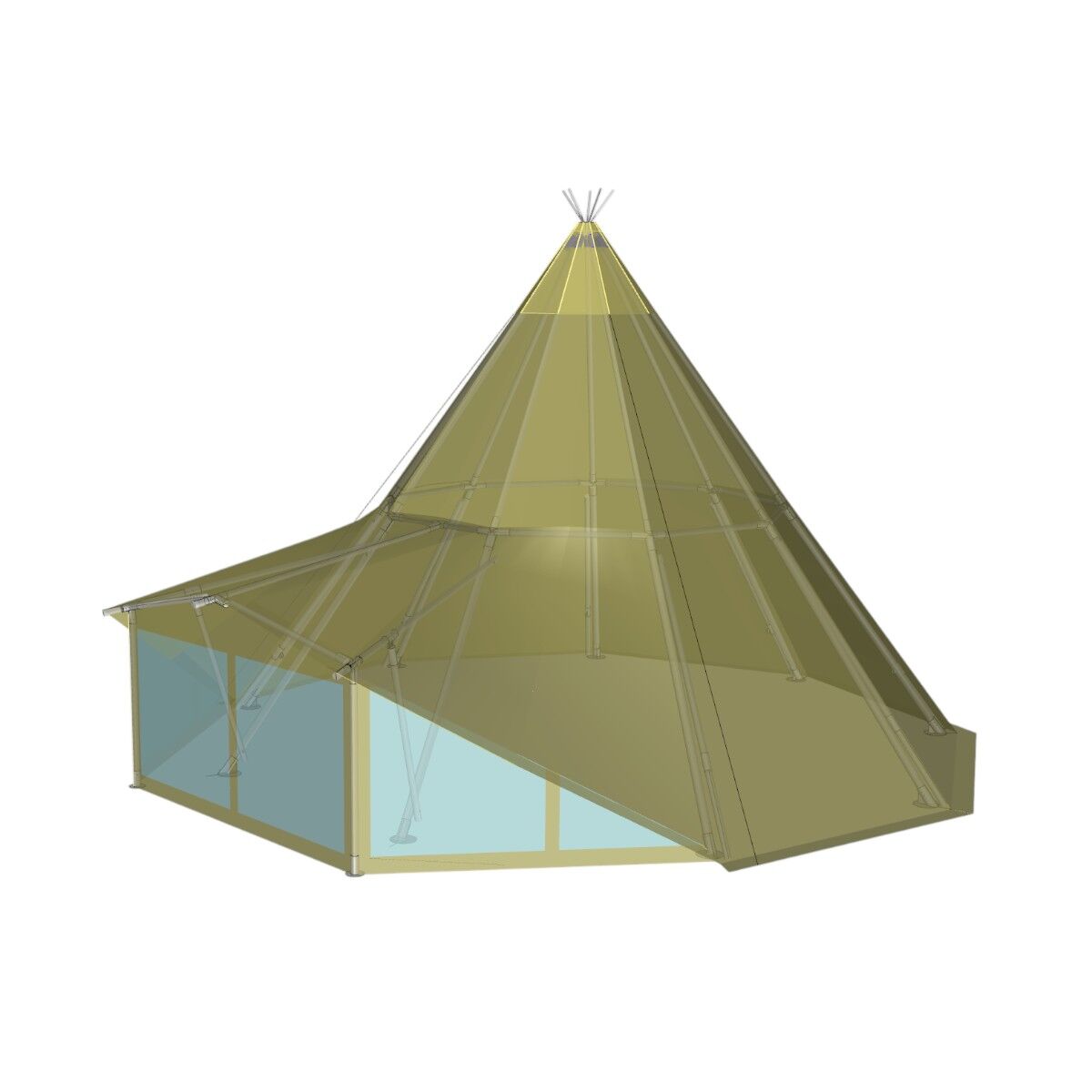 Sider til Teepee 8x8m, transperant m/PVC kant (Sæt af 3 sider)