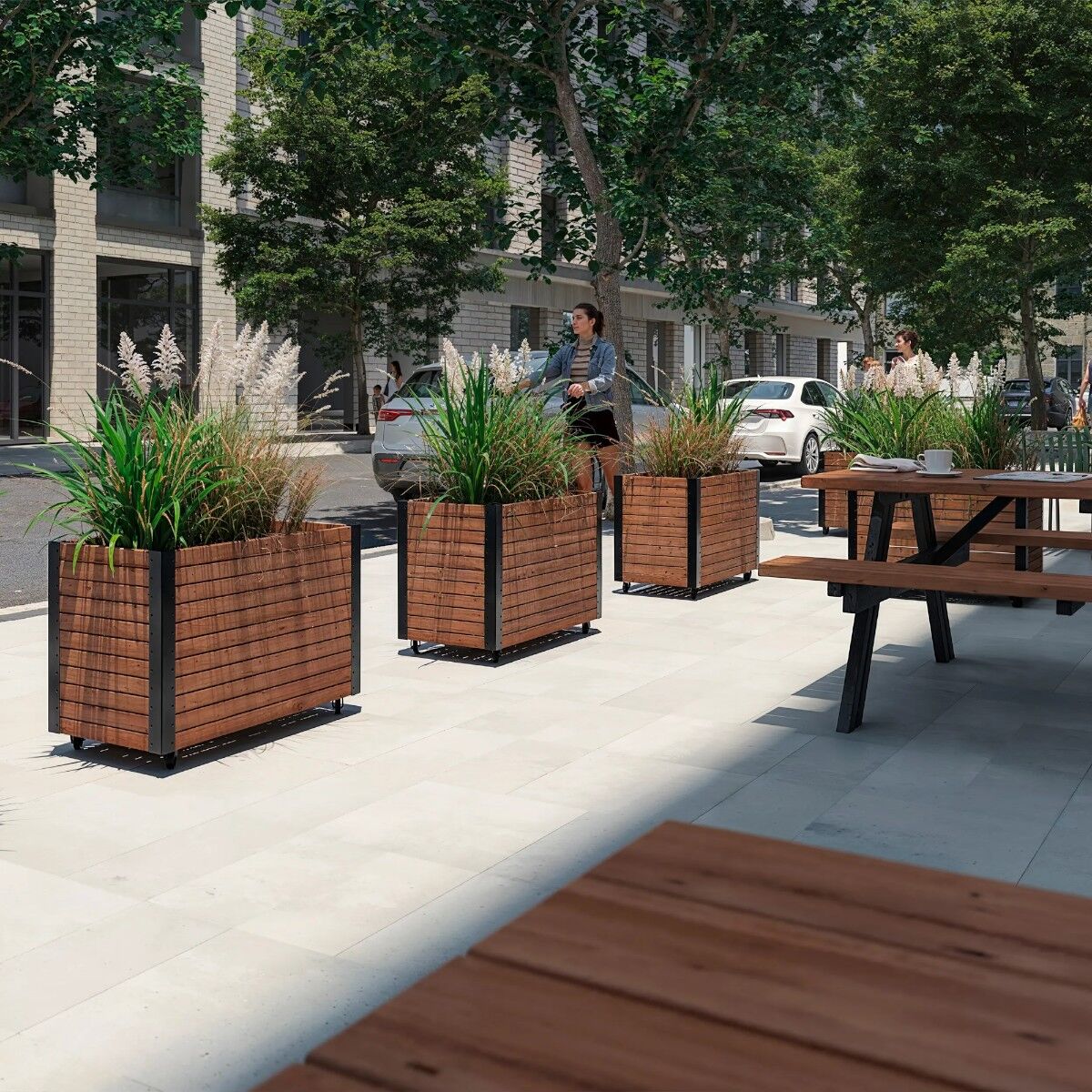 Cubic Blomsterkasse m/hjul ThermoWood®