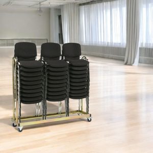 30 Økonomi Polster stabelstol i sort inkl. stolevogn til 30 stole