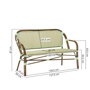 Ellis - Cafebænk m. armlæn - Flet