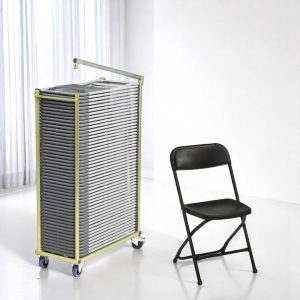 50 Event klapstole u. polster i sort inkl. stolevogn