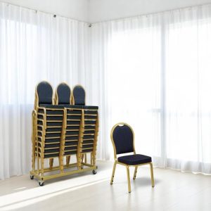 30 Banquet Premium stabelstole i blå inkl. stolevogn