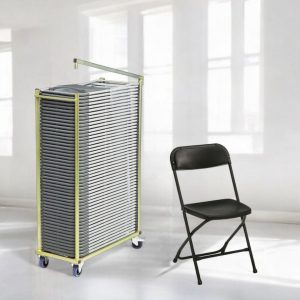 50 Event klapstole u. polster i sort inkl. stolevogn