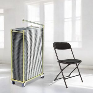 40 Event klapstole m. polster i sort inkl. stolevogn