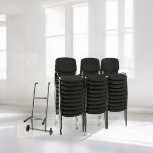 30 Økonomi Polster stabelstole i sort inkl. stolevogn