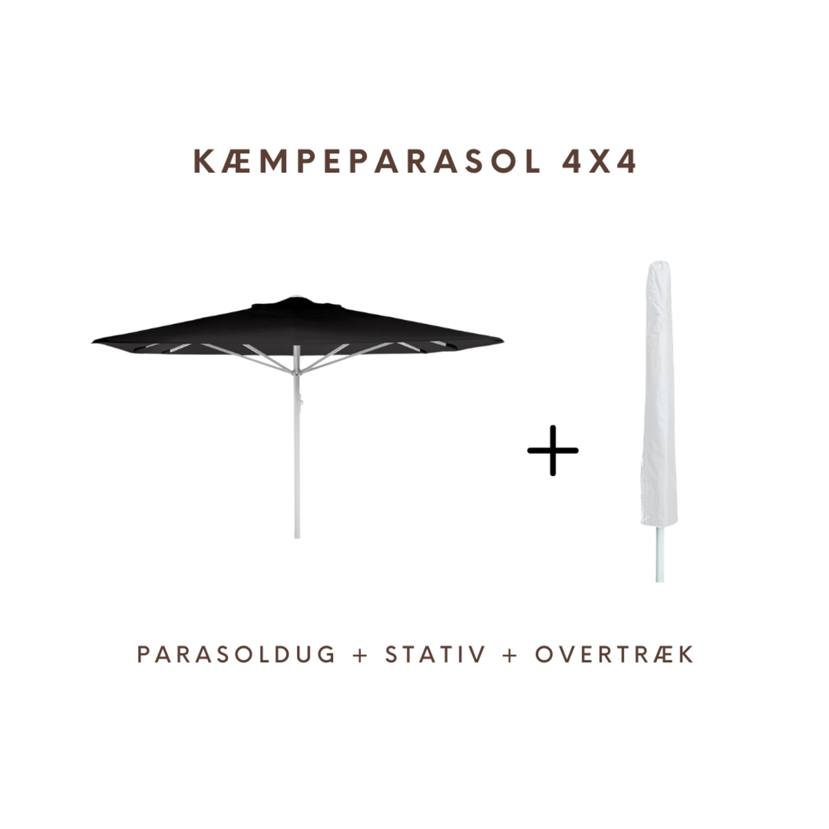 Kæmpeparasol - 4x4m u/frisekant - NY