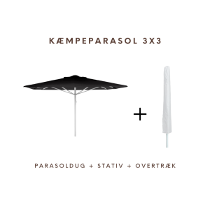Kæmpeparasol - 3x3m u/frisekant - NY